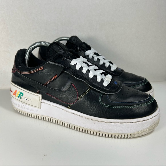 Nike Air Force 1 Shadow Rainbow Pride LGBTQ Black Shoe DJ5998-001; Womens Size 9 - Picture 4 of 16